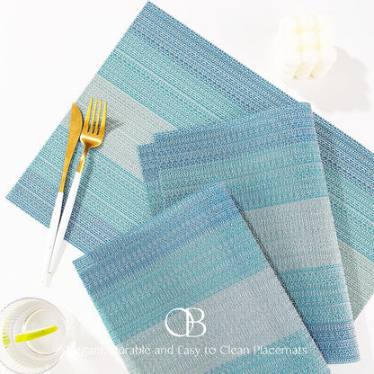Placemats Set of 4 - Easy Clean Woven Vinyl Placemats for Dining Table, Indoor/Outdoor Place Mats