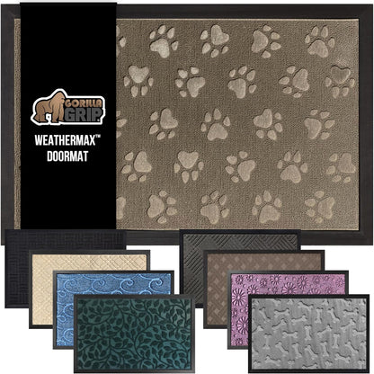 GORILLA GRIP 100% Waterproof All-Season WeatherMax Doormat, 47x35, US Designed Natural Rubber