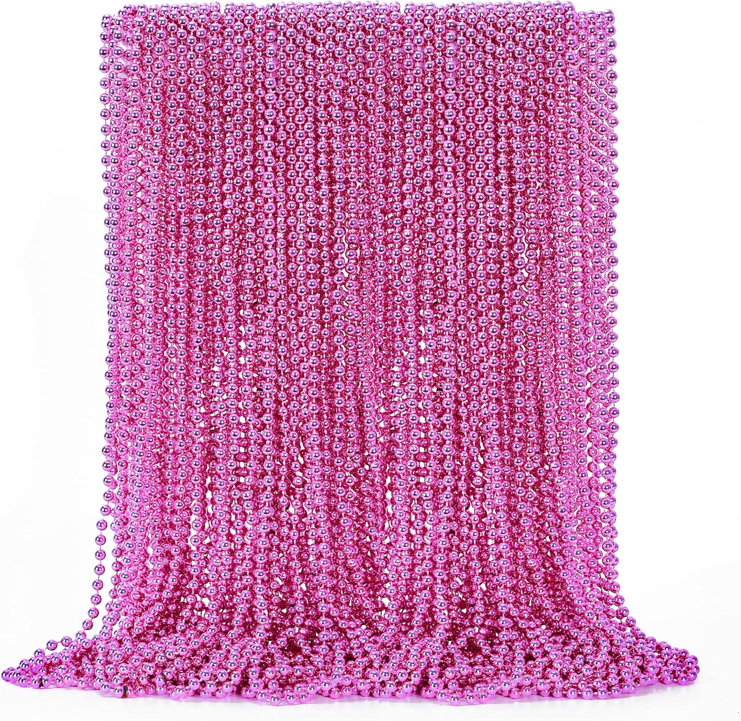 50PCS Mardi Gras Beads, Metallic Bead Necklace Party Favors, 33" Mardi Gras Necklace Women Men