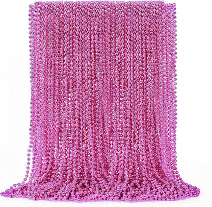 50PCS Mardi Gras Beads, Metallic Bead Necklace Party Favors, 33" Mardi Gras Necklace Women Men
