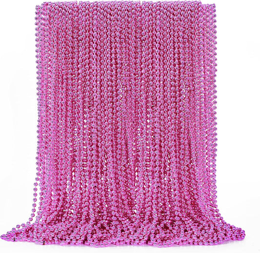 50PCS Mardi Gras Beads, Metallic Bead Necklace Party Favors, 33" Mardi Gras Necklace Women Men