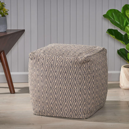 GDFStudio Boho Handmade Fabric Cube Pouf Ottoman Foot Stool - Bean Bag Floor Chair - Foot Rest