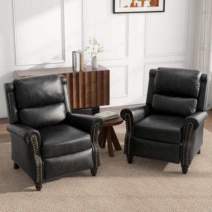 UIXE Pushback Recliner Chairs Set of 2, PU Leather Armchair Push Back Accent Chair, Rivet Trim Club