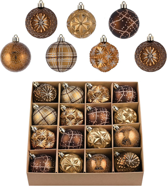Valery Madelyn Fall Ornaments for Christmas Trees, 16ct Bronze Copper Brown Gold Shatterproof Fall