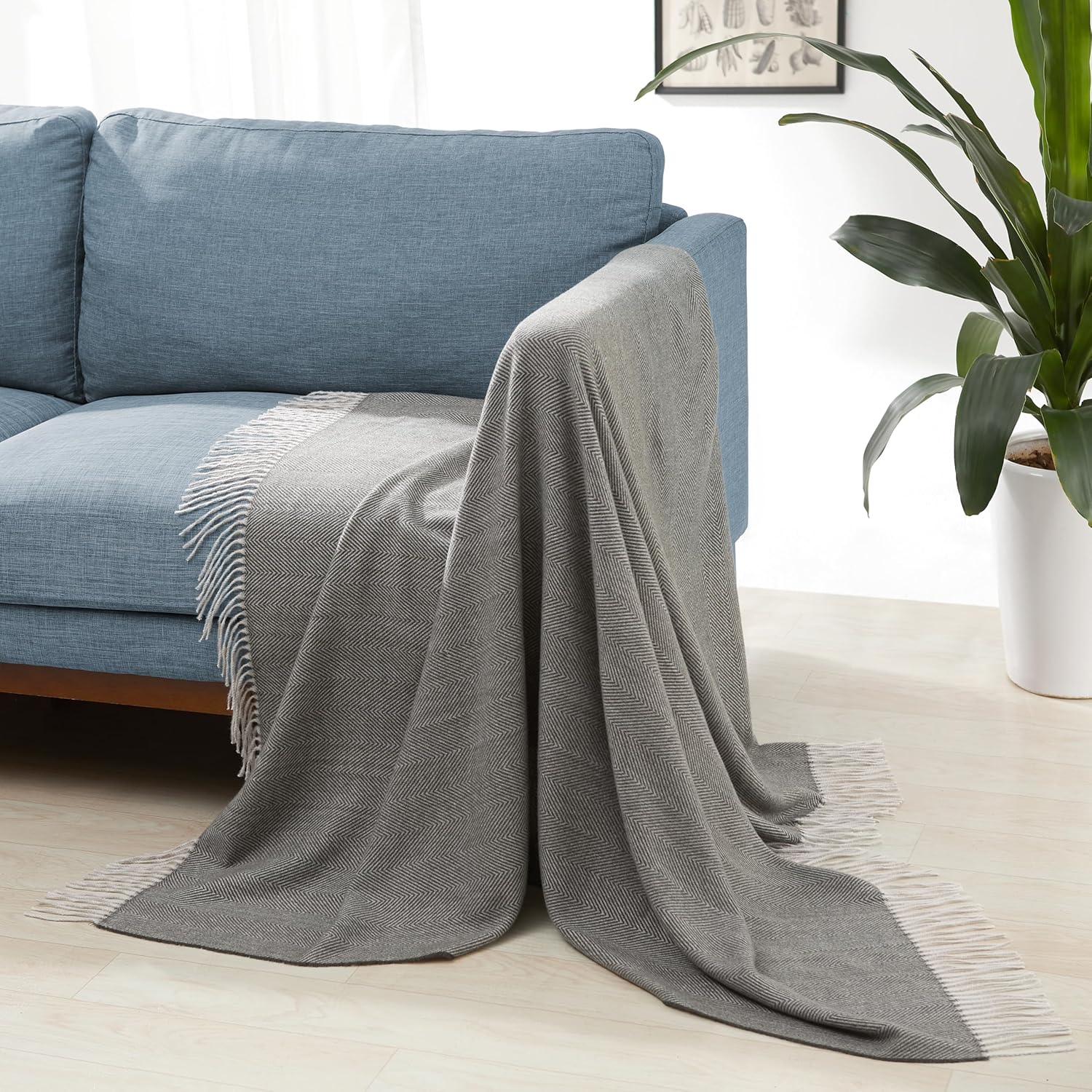 Amazon Basics Cozy Room Décor Throw Blanket, Lightweight, Recycled Polyester, Dark Gray and Light