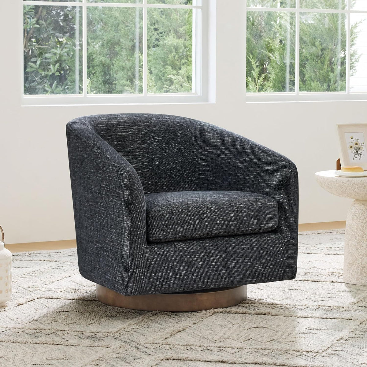 CHITA Swivel Accent Chair Set of 2, FSC Certified Upholstered Fabric Barrel Chair for Living Room