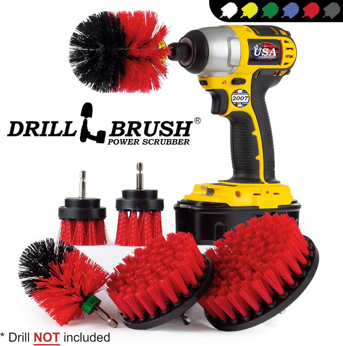 Drillbrush Headstone Cleaning Supplies - Outdoor Power Brush - Fountain Cleaner Tool - Deck