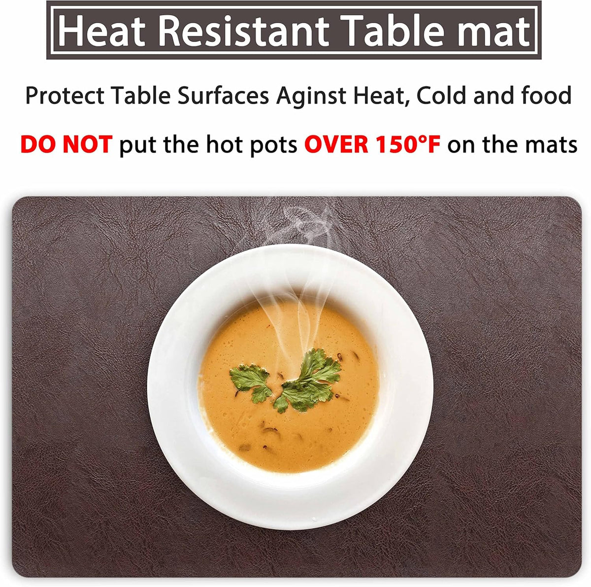 Set of 6 Faux Leather Placemats, PU Table Mats, Waterproof, Stain Resistant, Heat Resistant