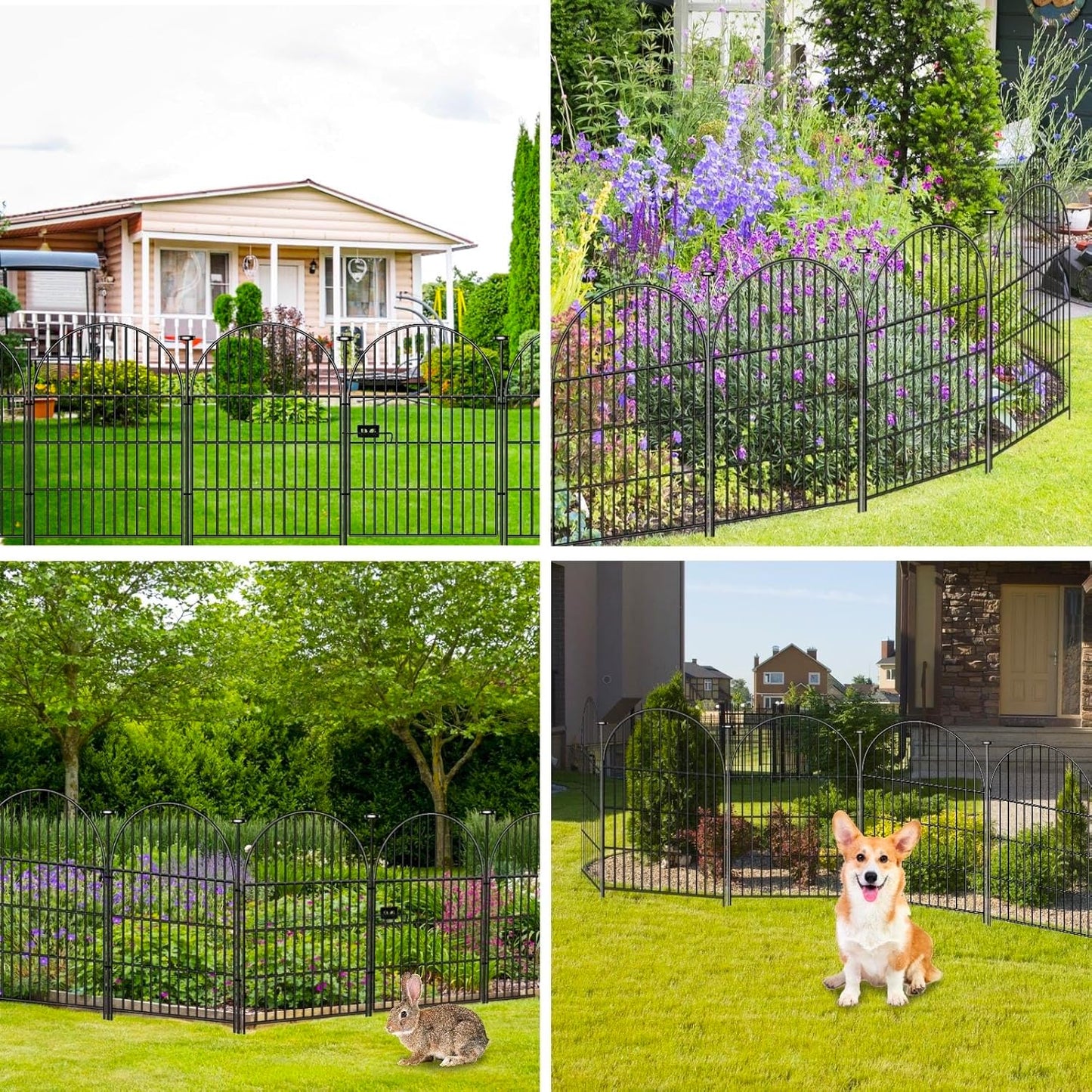 Tall Garden Fence with Gate, 4 Panels Fences for Dogs Outside, 40 in(H)x8.8 Ft(L) No Dig Animal