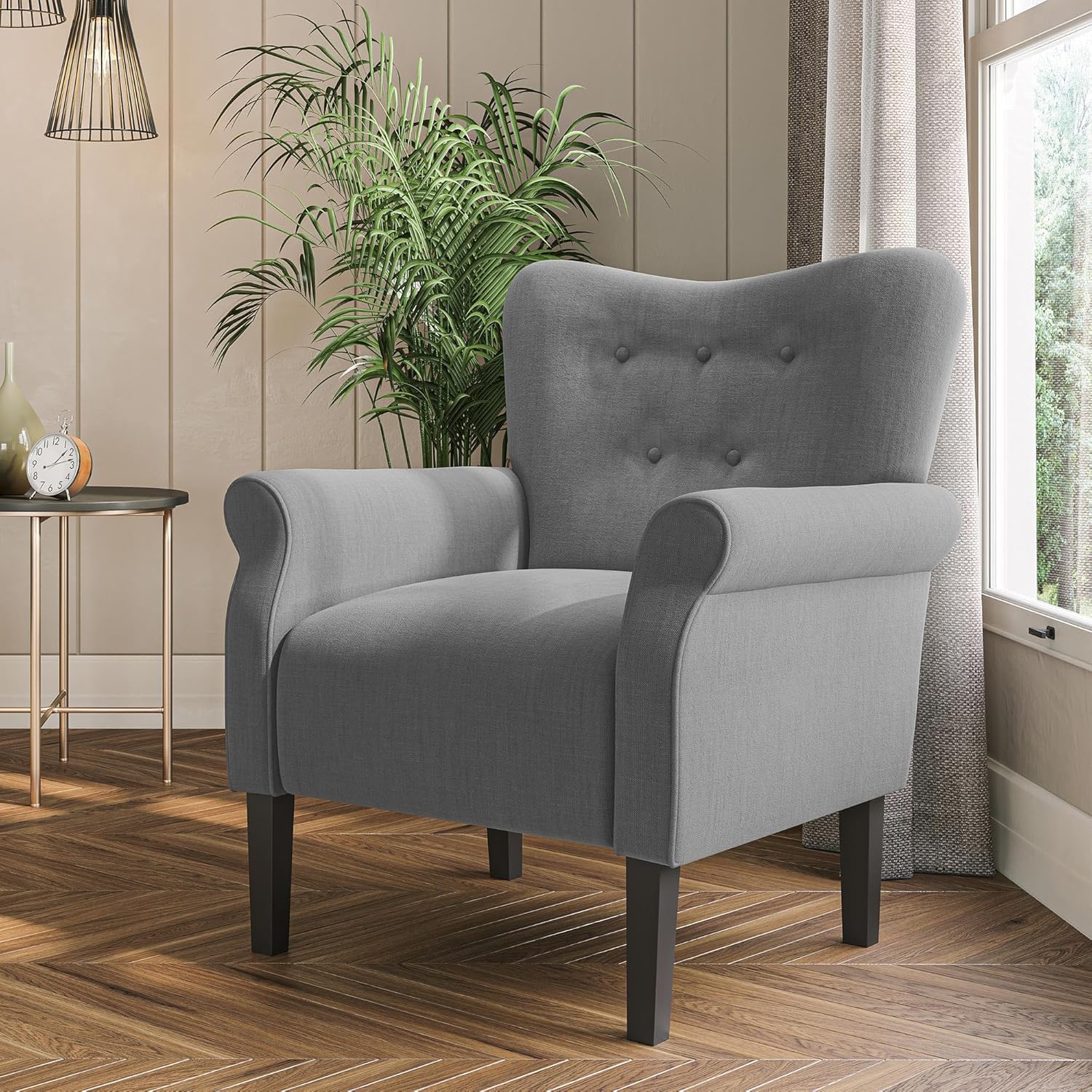 BELLEZE Modern Accent Chair, High Back Armchair, Upholstered Wingback Side Chair, Padded Single
