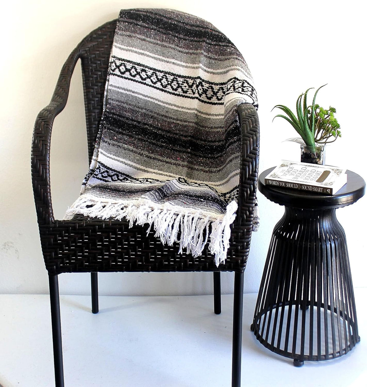 Del Mex Classic Mexican Blanket, Large Authentic Woven Falsa Throw (70"x50"), Artisan Southwest