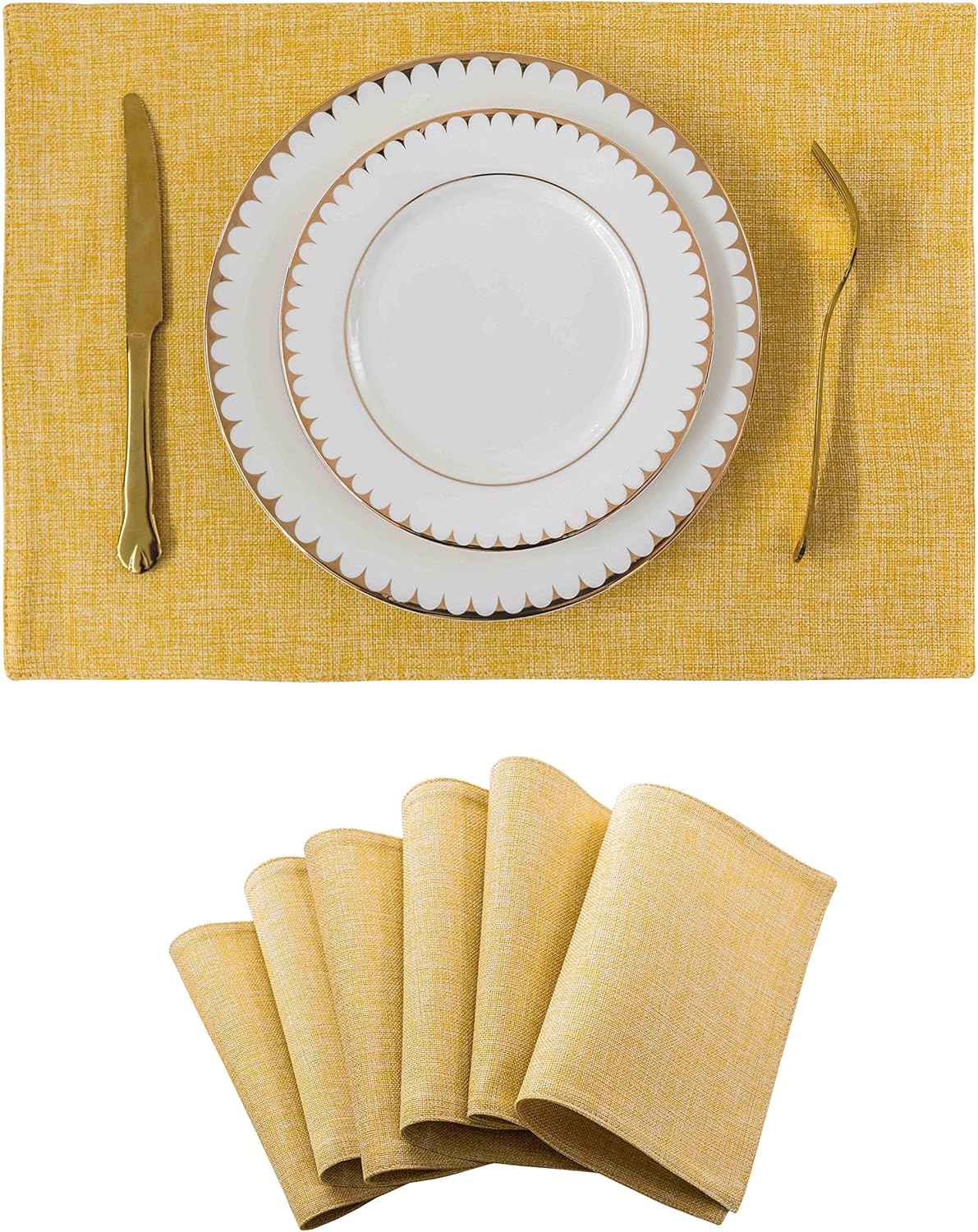 Home Brilliant Dining Placemats Set of 6 Heat Resistant Dining Table Place Mats for Kitchen Table