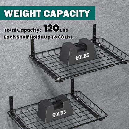 EVERHANGER Garage Wall Shelves 12x18 Inch, Wall Mounted Storage Shelf, Metal Shelf Rack, Heavy-Duty