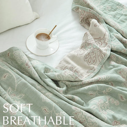 jinchan Boho 100% Cotton Muslin Queen Size 80x90 Inches Blanket Lightweight 4-Layer Quilted Soft