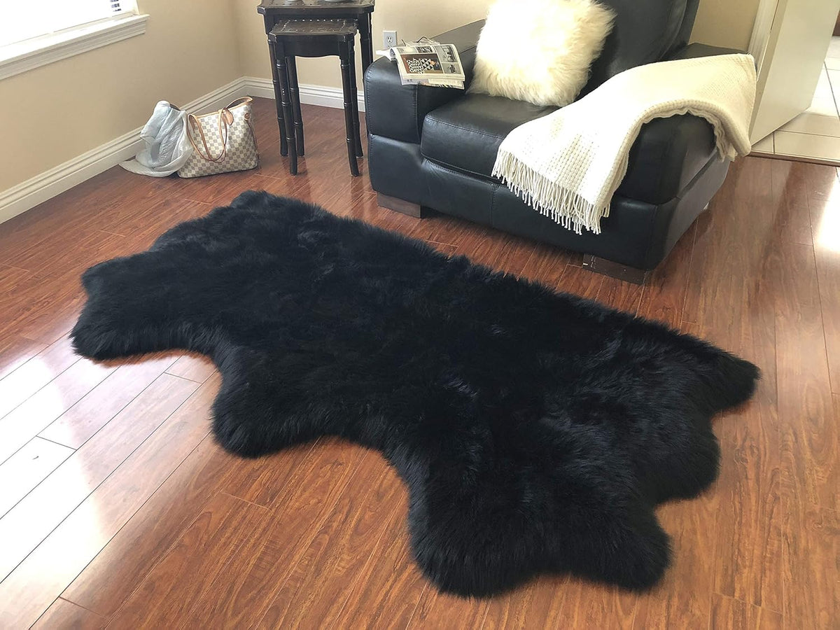 LAMBZY Faux Sheepskin Hypoallergenic Free Shape Silky Shag Rug, Luxury Shaggy Silky Plush Carpet
