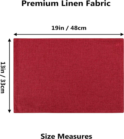 Home Brilliant Placemats Set of 6 Red Place Mats Decoration Heat Resistant Dining Table Place Mats