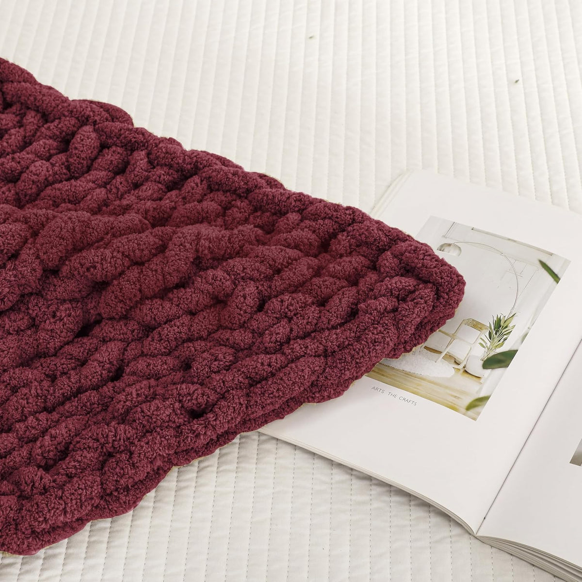 WESHIONGOO Chunky Knit Blanket Throw 40"×40" Knitted Throw Blankets for Couch Bed Fluffy Soft