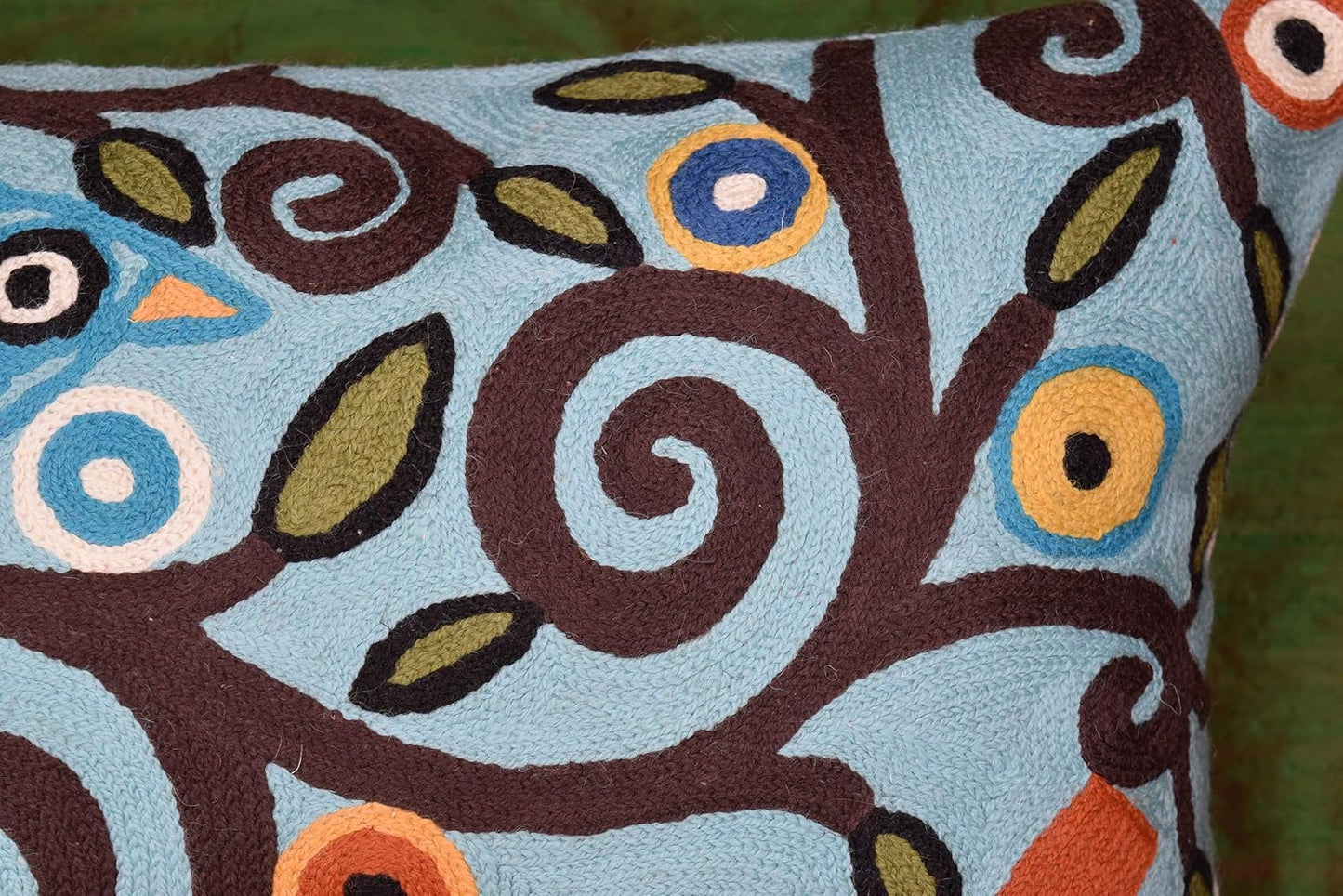 Lumbar Klimt Pillow Cover | Green Birds | Tree of Life | Modern Floral | Outdoor Pillows | Mid
