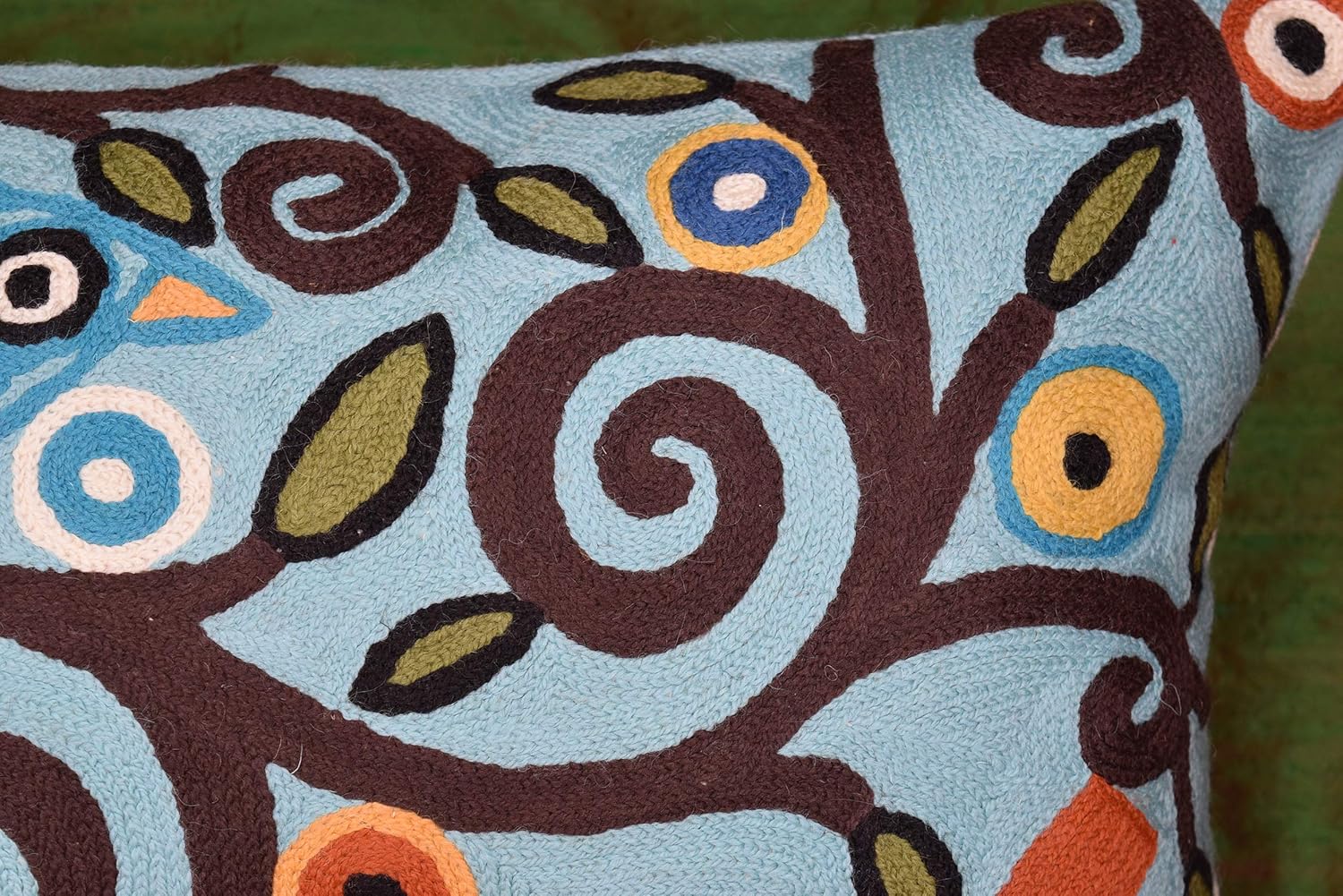 Lumbar Klimt Pillow Cover | Green Birds | Tree of Life | Modern Floral | Outdoor Pillows | Mid