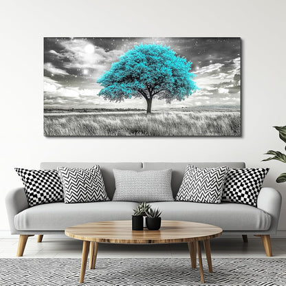 KELIYUAN Large Canvas Wall Art For Living Room Wall Decor For Bedroom Corridor Blue Tree Natural