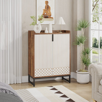 Tribesigns Modern Shoe Cabinet for Entryway, 25 Pairs Shoe Cabinet with Doors, Wood 5-Tier Shoe