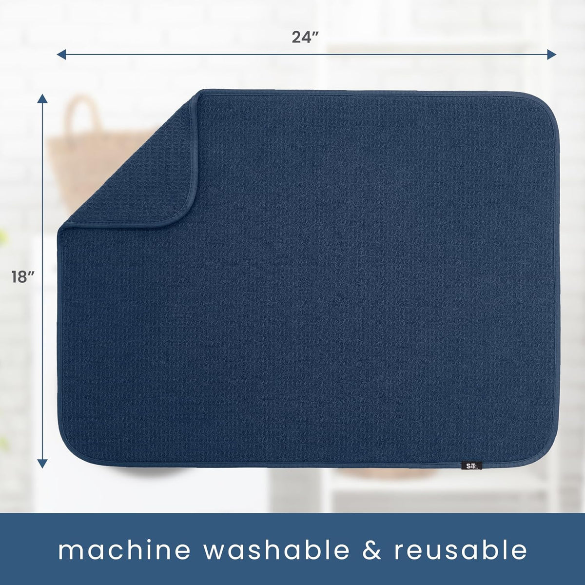S&T INC. Dish Drying Mat XL, 18” x 24”, Absorbent Microfiber Kitchen Counter Mat, Dish Drying Pad