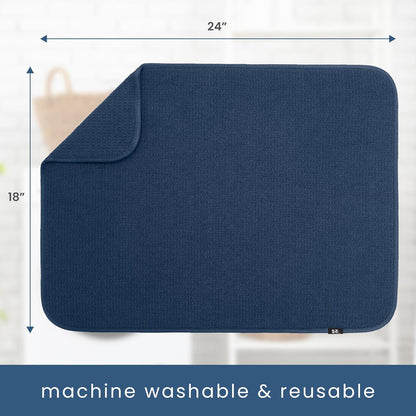 S&T INC. Dish Drying Mat XL, 18” x 24”, Absorbent Microfiber Kitchen Counter Mat, Dish Drying Pad