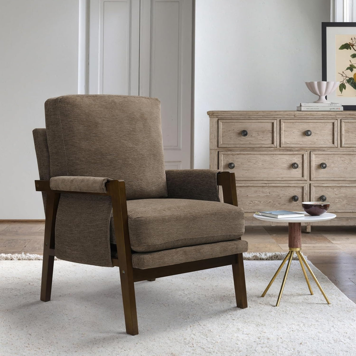 Modern Accent Chair for Living Room Mid Century Arm Chair Upholstered Bedroom Chair Comfy Lounge