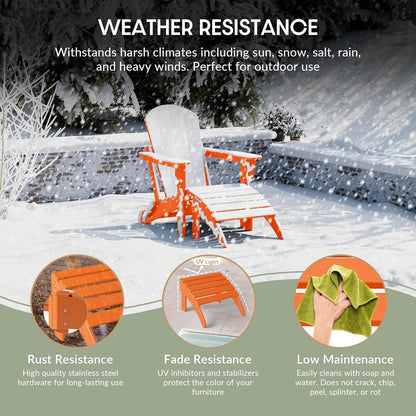 WestinTrends Outdoor Ottoman, Patio Adirondack Ottoman Foot Rest, All Weather Poly Lumber Folding