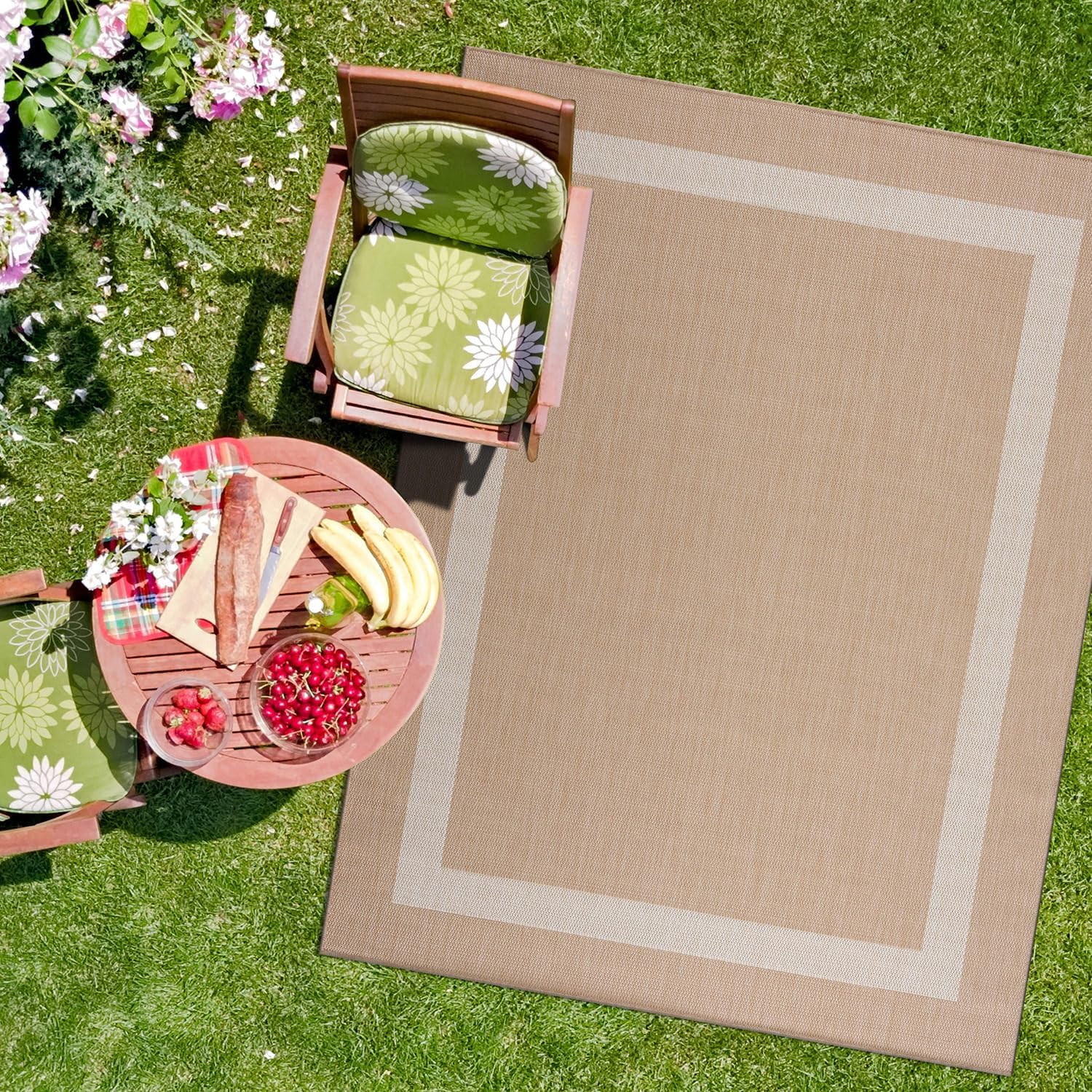 CAMILSON Outdoor Rug 8x10, Modern Outside Rugs for Patios Porches Waterproof Durable Washable