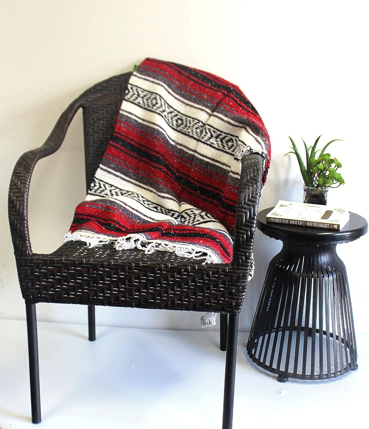 Del Mex Classic Mexican Blanket, Large Authentic Woven Falsa Throw (70"x50"), Artisan Southwest