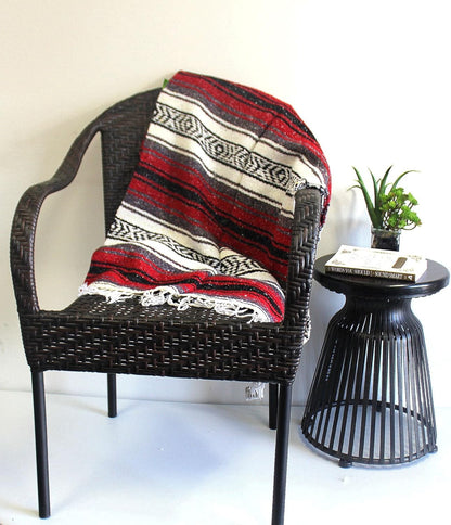 Del Mex Classic Mexican Blanket, Large Authentic Woven Falsa Throw (70"x50"), Artisan Southwest