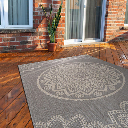 CAMILSON Outdoor Rug 10x14 Modern Area Rugs for Large Indoor and Outdoor Patios and Porches