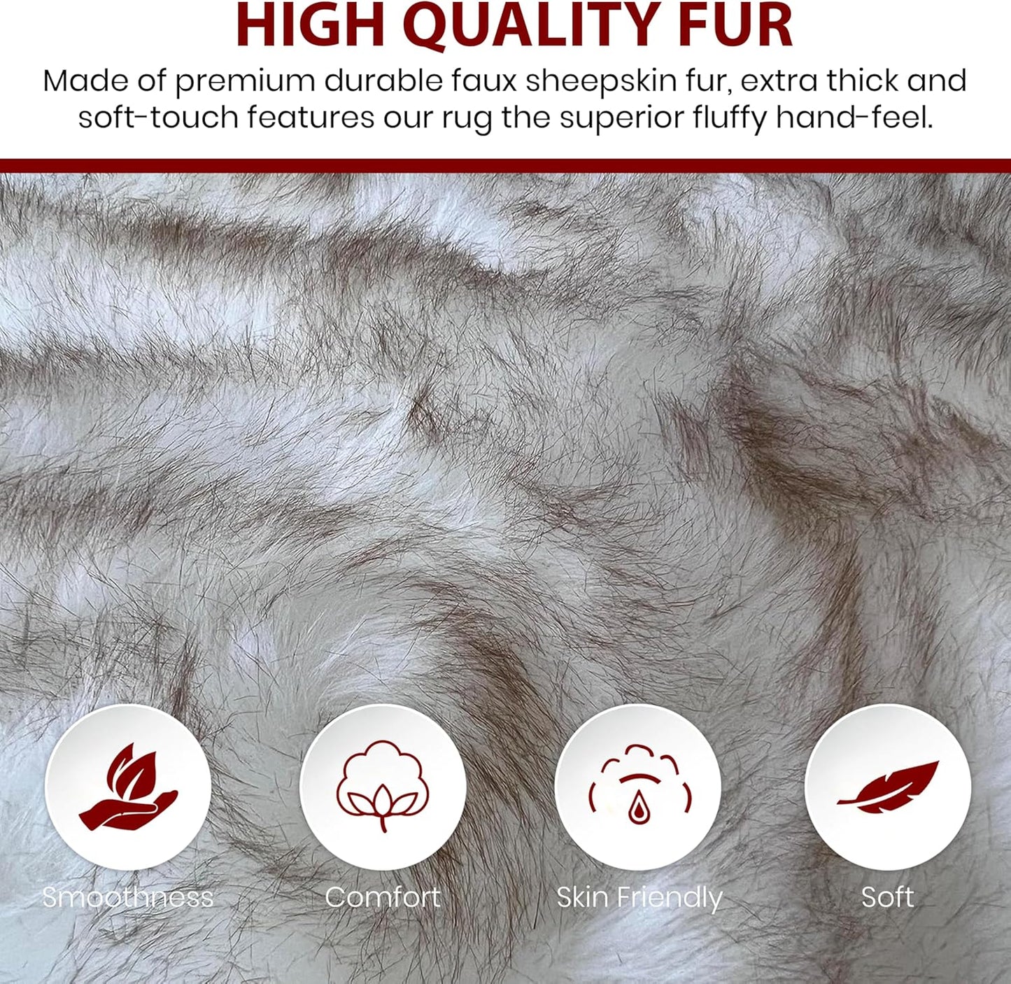LAMBZY Faux Sheepskin Hypoallergenic Free Shape Shag Rug, Luxury Shaggy Silky Plush Carpet for