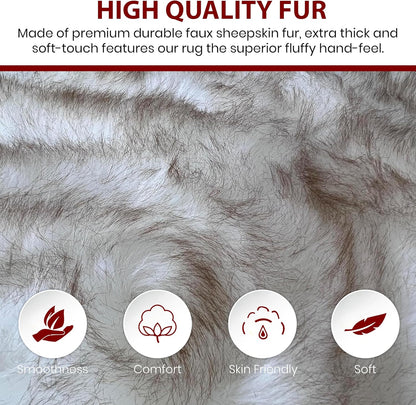 LAMBZY Faux Sheepskin Hypoallergenic Free Shape Shag Rug, Luxury Shaggy Silky Plush Carpet for