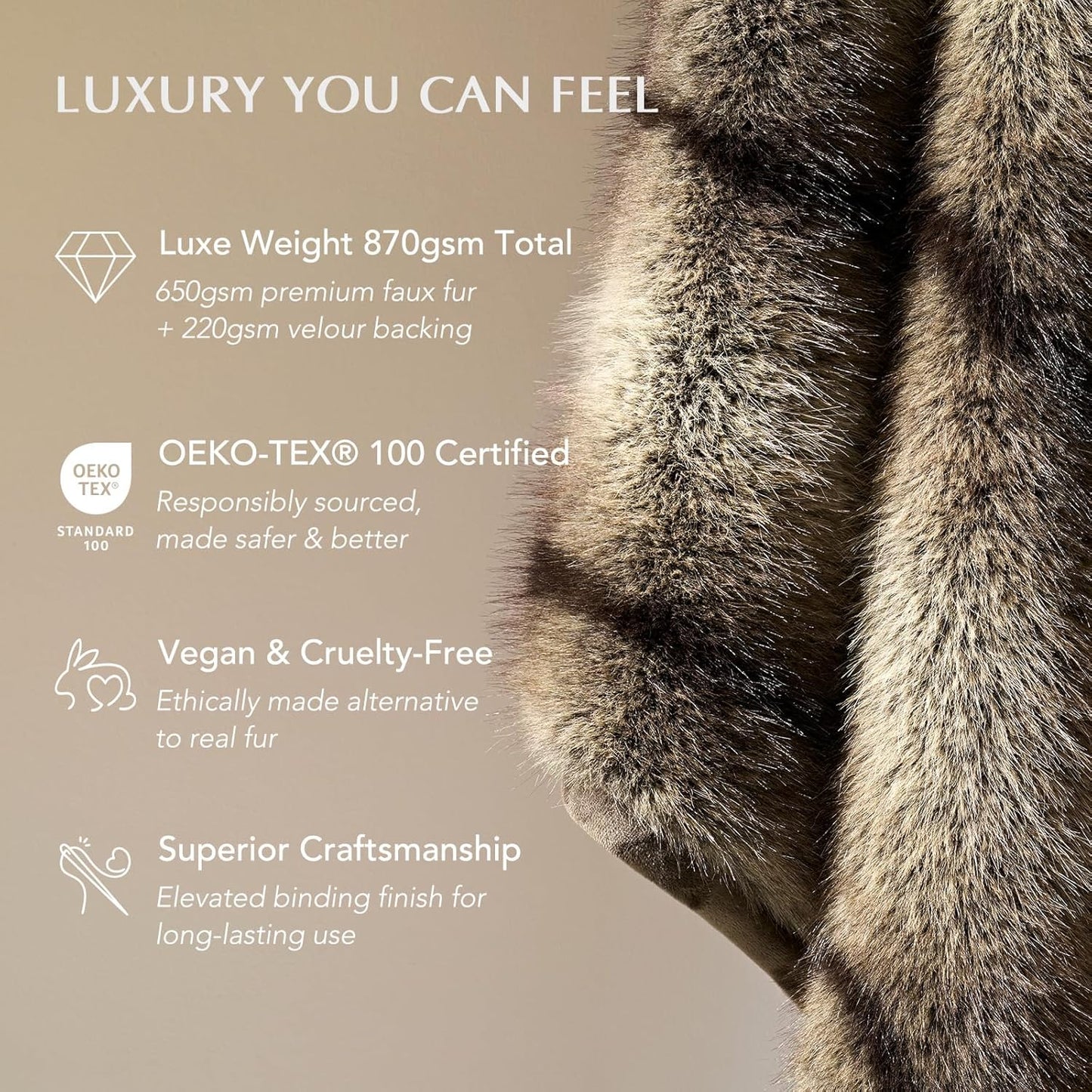 Luxury Faux Fur Throw Blanket, Soft Fluffy Faux Mink Blankets for Bed, Couch, Sofa, Thick Cozy