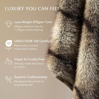 Luxury Faux Fur Throw Blanket, Soft Fluffy Faux Mink Blankets for Bed, Couch, Sofa, Thick Cozy