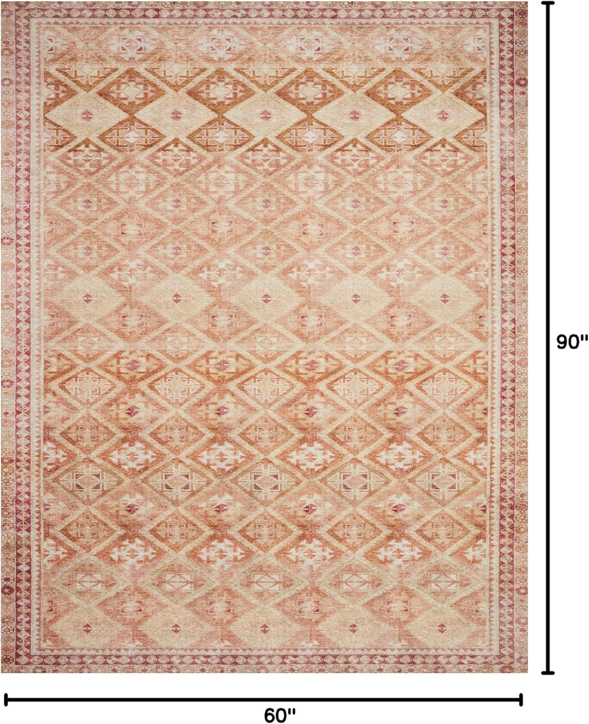 Loloi Layla Collection LAY-16 Natural/Spice 5'-0" x 7'-6" .13" Thick Area Rug, Soft, Durable