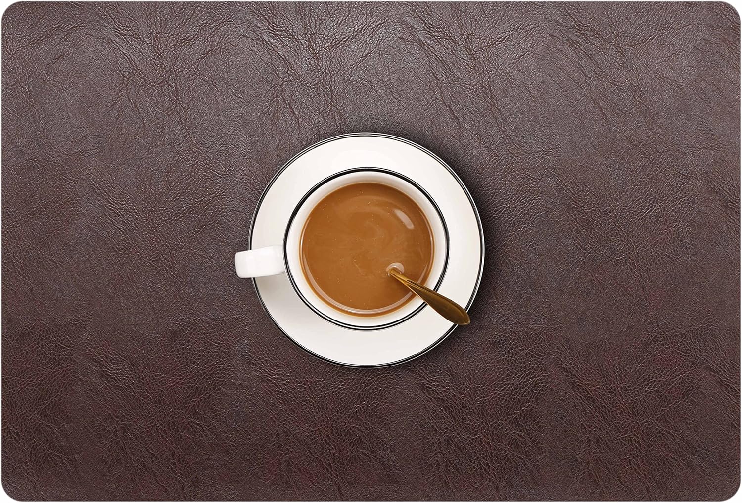 Set of 6 Faux Leather Placemats, PU Table Mats, Waterproof, Stain Resistant, Heat Resistant