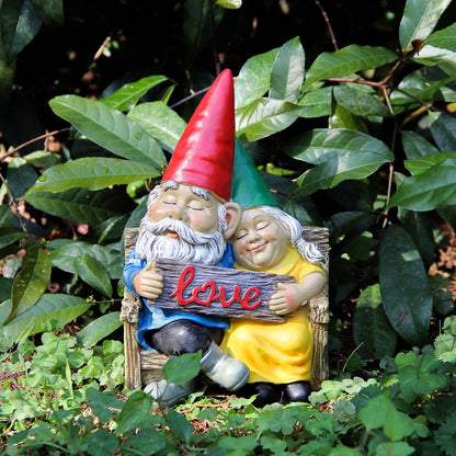 Garden gnome statue for outdoor decor,Couple in love gnomes figurine for patio lawn yard garden