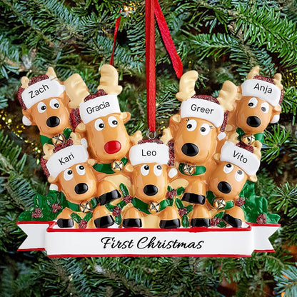 Personalized Christmas Ornaments 2025, Custom Reindeer Family Ornaments for Trees with Names