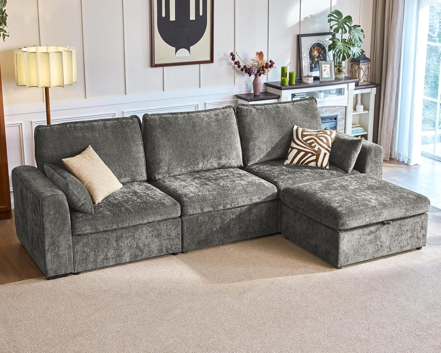 Oversized Modular Sofa Comfy Cloud Couch with Storage, Extra Deep Plush Sectional Sofa Set for