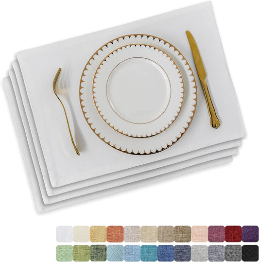 Home Brilliant White Placemats Set of 4 Cloth Placemat Decorations Heat Resistant Washable Place