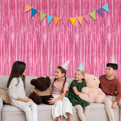 8 Pack Pink Backdrop, 3.28 FT x 7.05 FT Pink Birthday Decorations, Metallic Pink Backdrop for