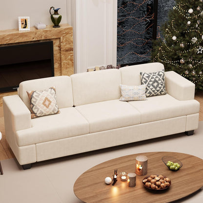 Sofa, 89" 3-Seater Deep Seat Sofa, Modern Comfy Couches for Living Room Apartment Lounge, Beige