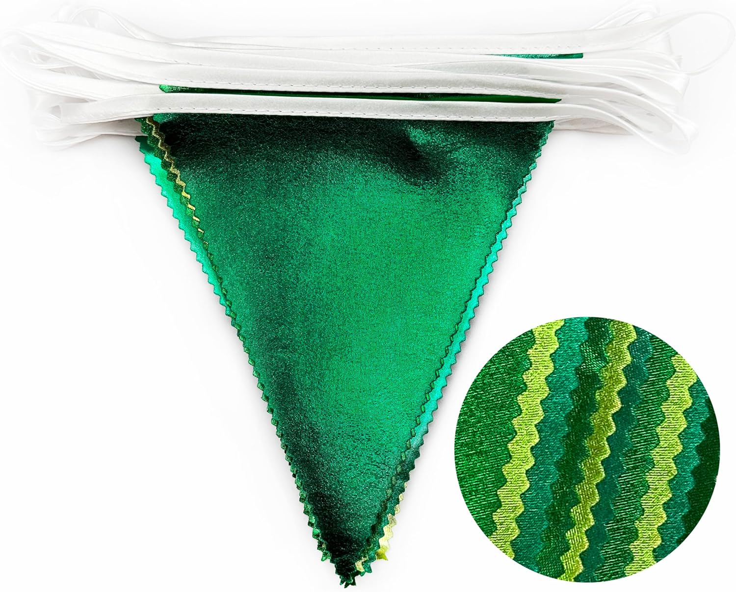 Gradient Green Party Decorations Metallic Fabric Ombre Green Triangle Pennant Banner Flag Bunting