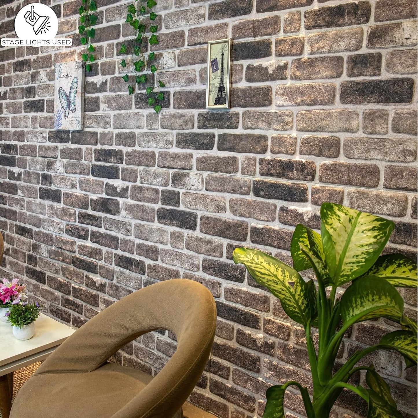 Dundee Deco 3D Wall Panels Faux Brick - Cladding, Grey Black Stone Look Wall Paneling, Styrofoam