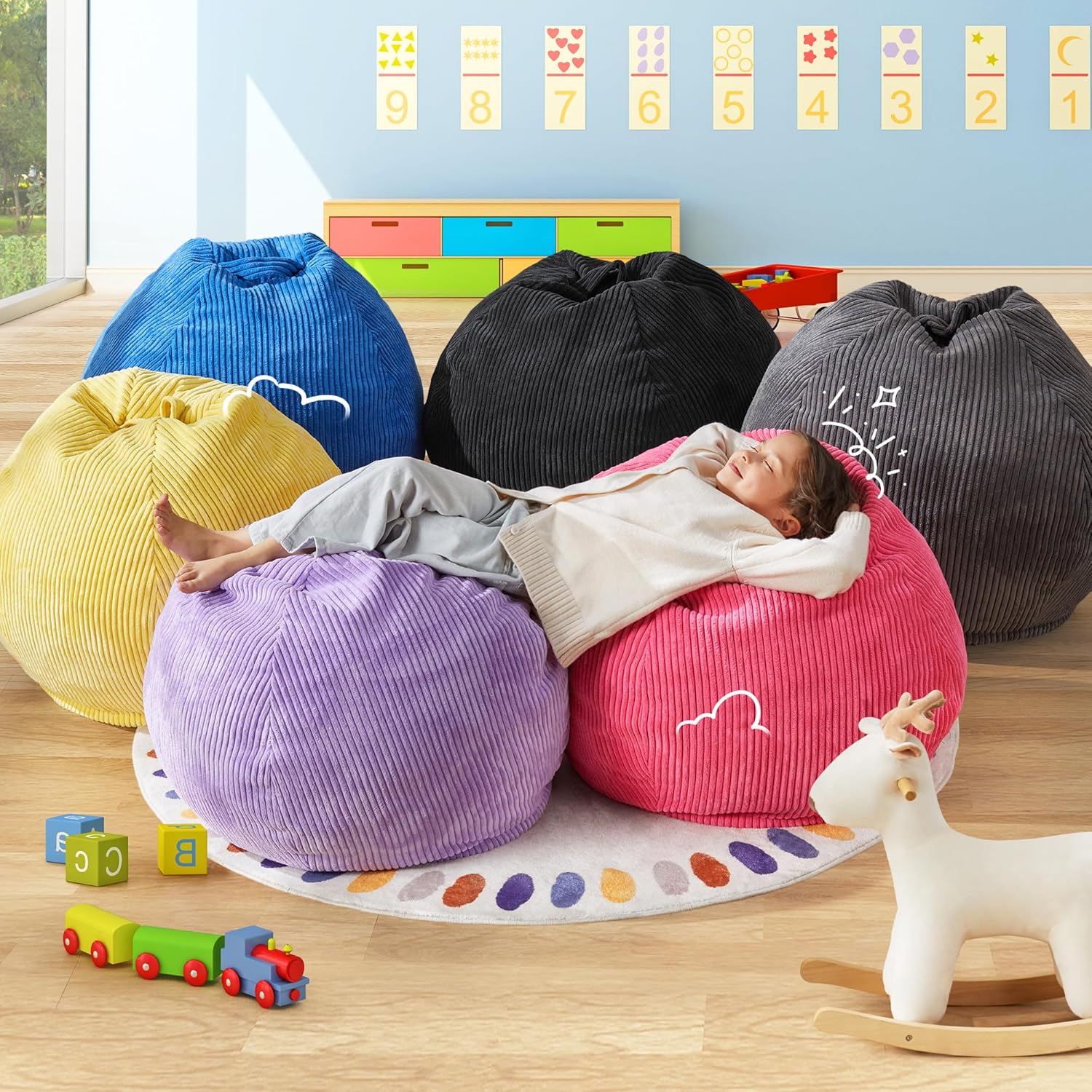 Hobestluk 2.5FT Bean Bag Chair Beanbags Small Bean Bag Chair with Filler Included Teardrop Bean Bag