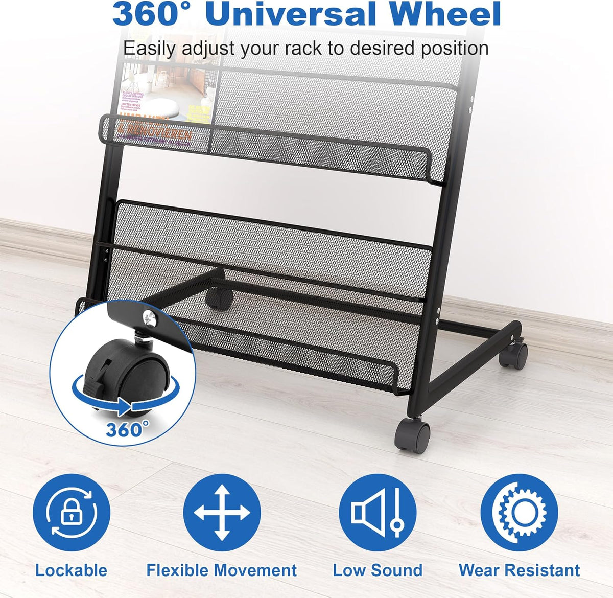 Brochure Display Stand 4 Layer Floor-Standing Magazine Rack Literature Newspaper Catalog Display
