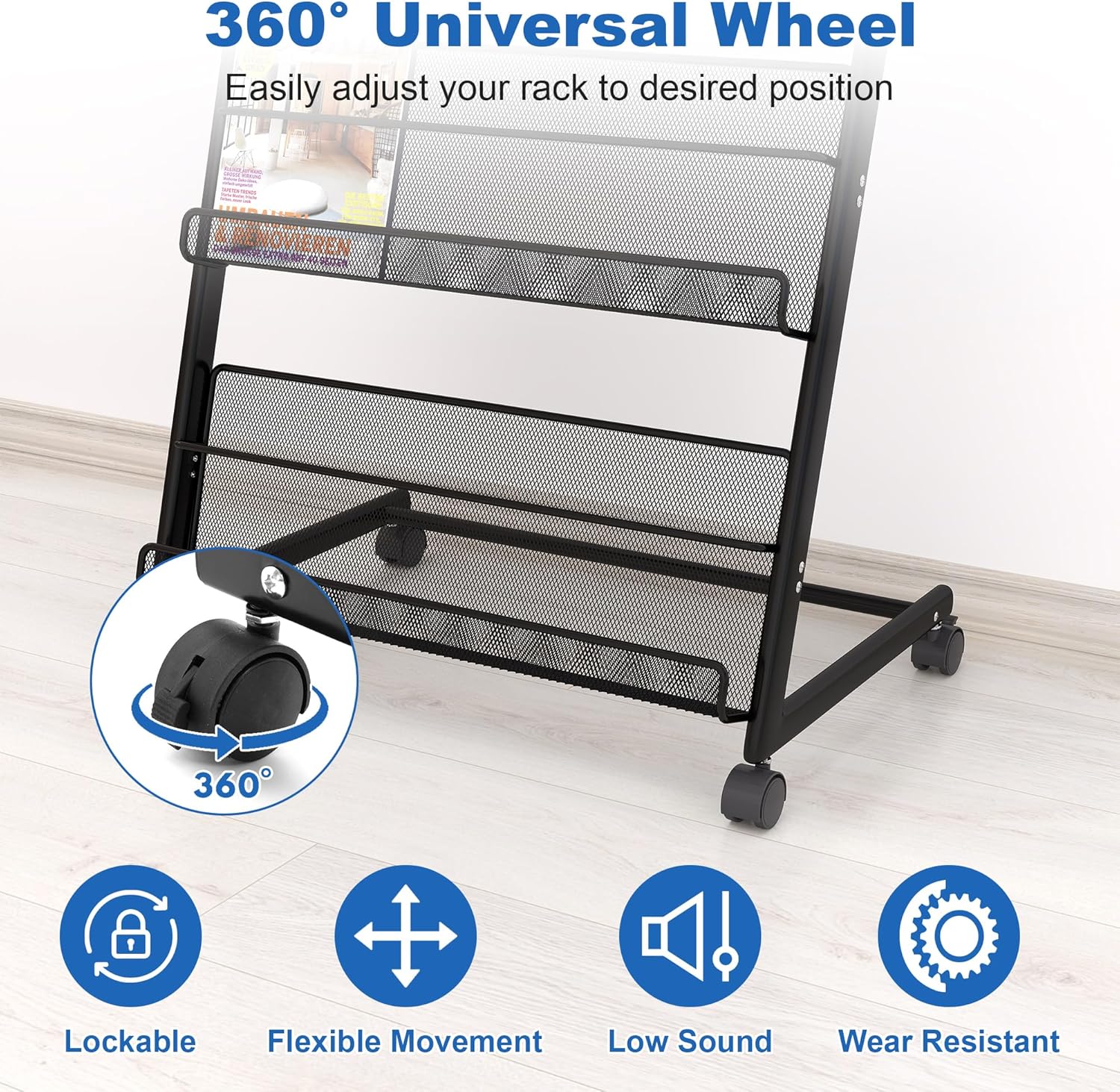 Brochure Display Stand 4 Layer Floor-Standing Magazine Rack Literature Newspaper Catalog Display
